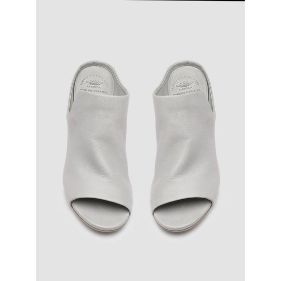 Officine Creative Gray Open Toe Leather Slide Mule Sandals 37.5/7-7.5